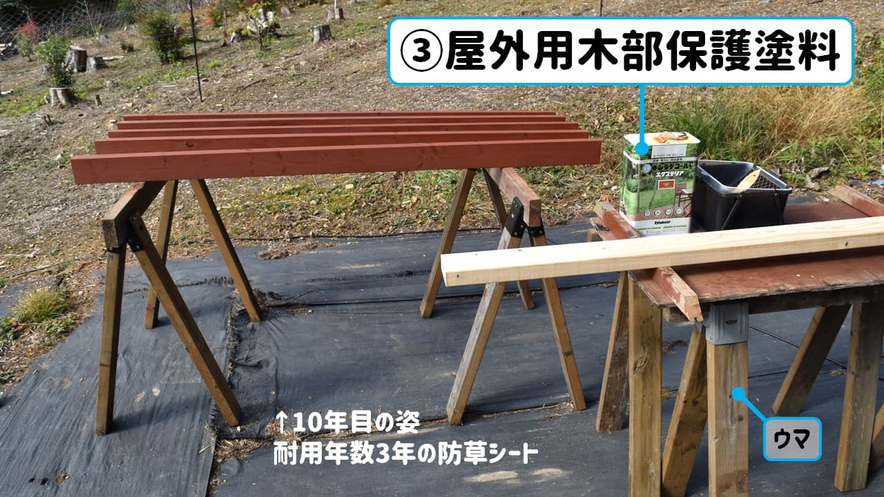 簡単DIYで作る庭向き2x4材ウッドデッキの防虫・防腐対策｜屋外用木部保護塗料の塗装